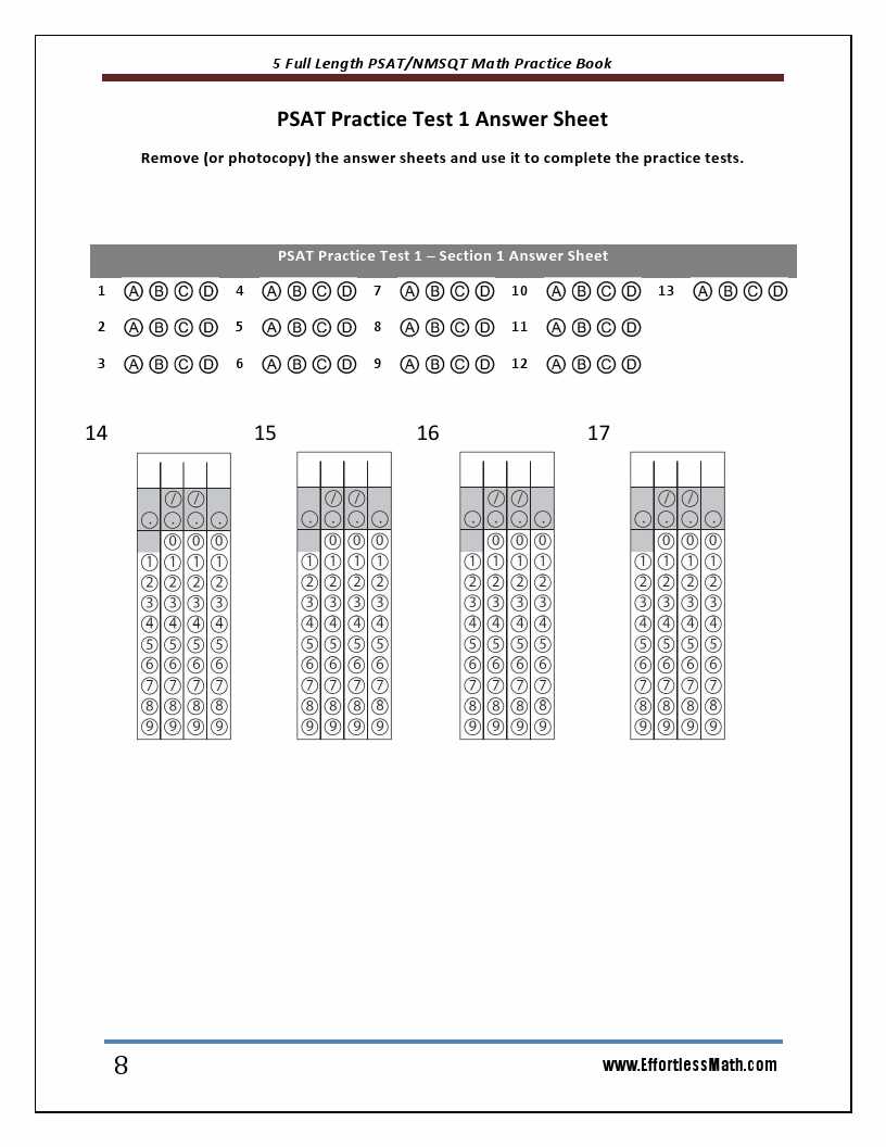psat 10 practice test answer key