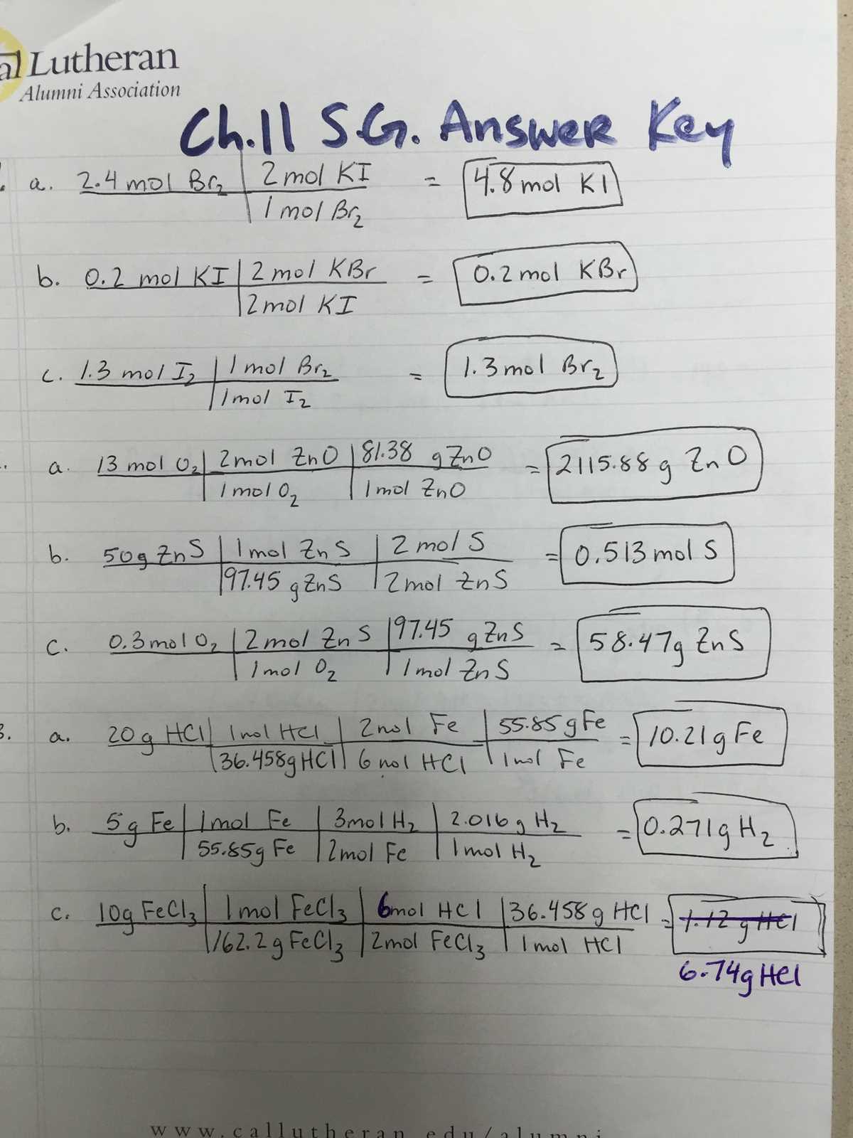 chapter 12 test stoichiometry answers