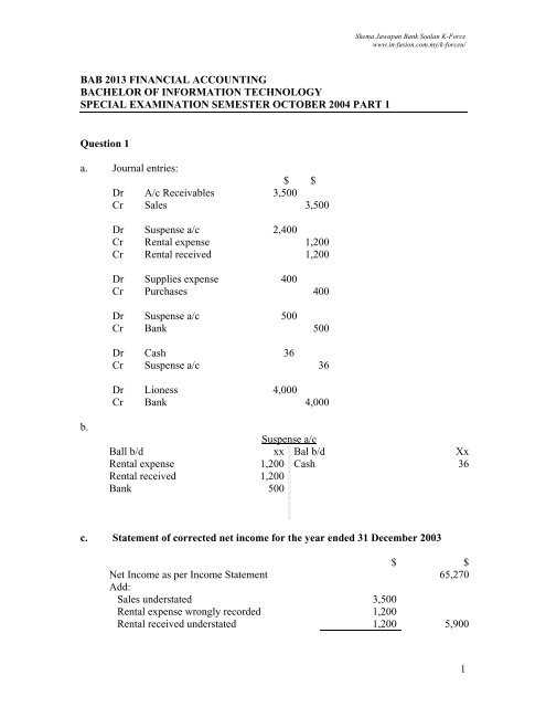 financial accounting exam answers