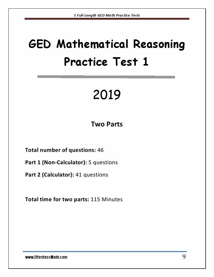 practice ged math test with answers