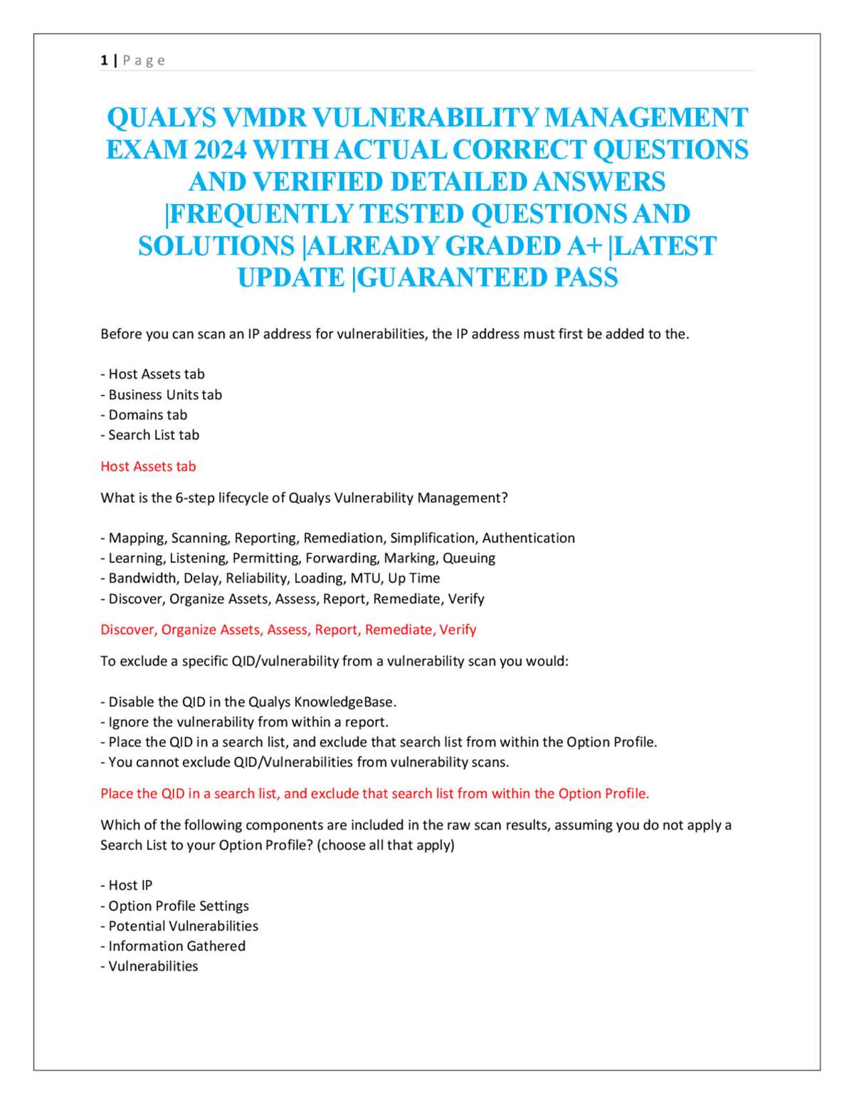 qualys vmdr certification exam answers