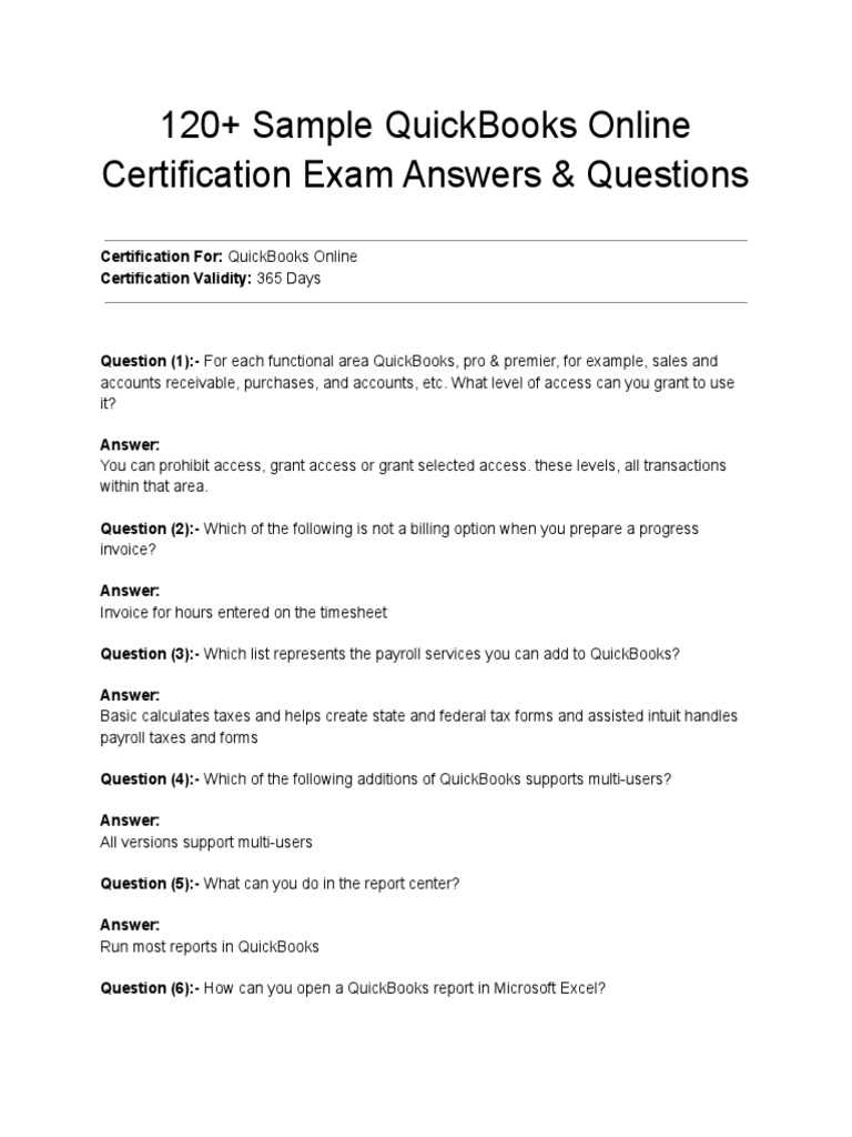 quickbooks online certification level 1 getting started exam answers