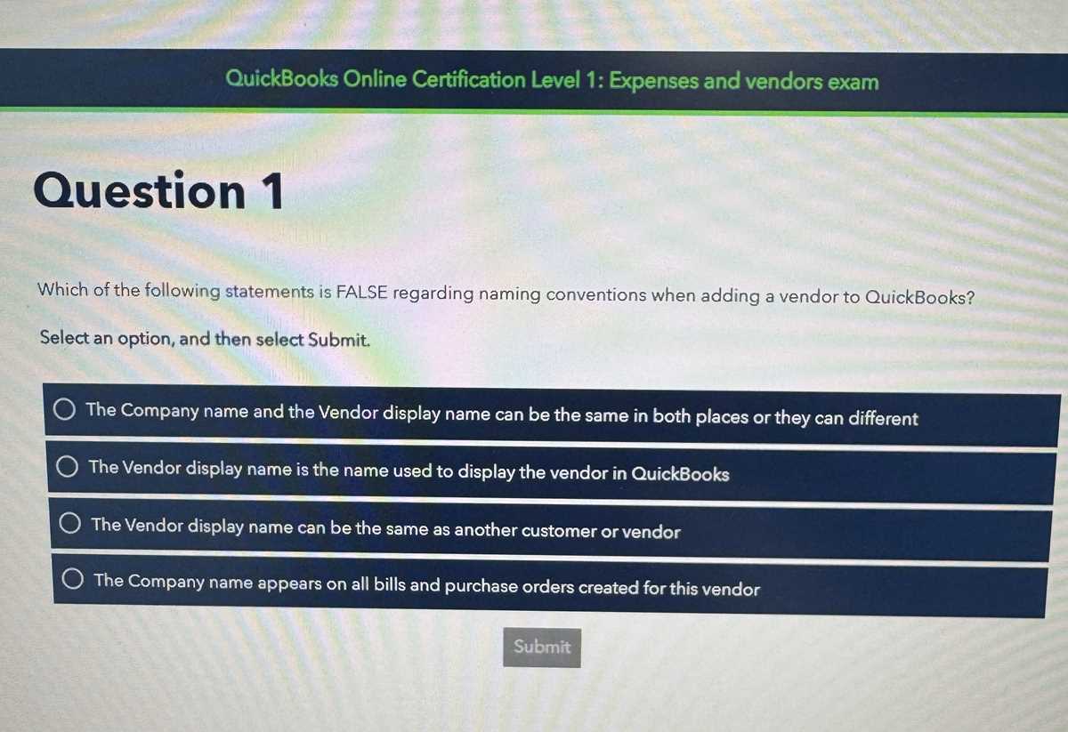 quickbooks online certification level 1 getting started exam answers