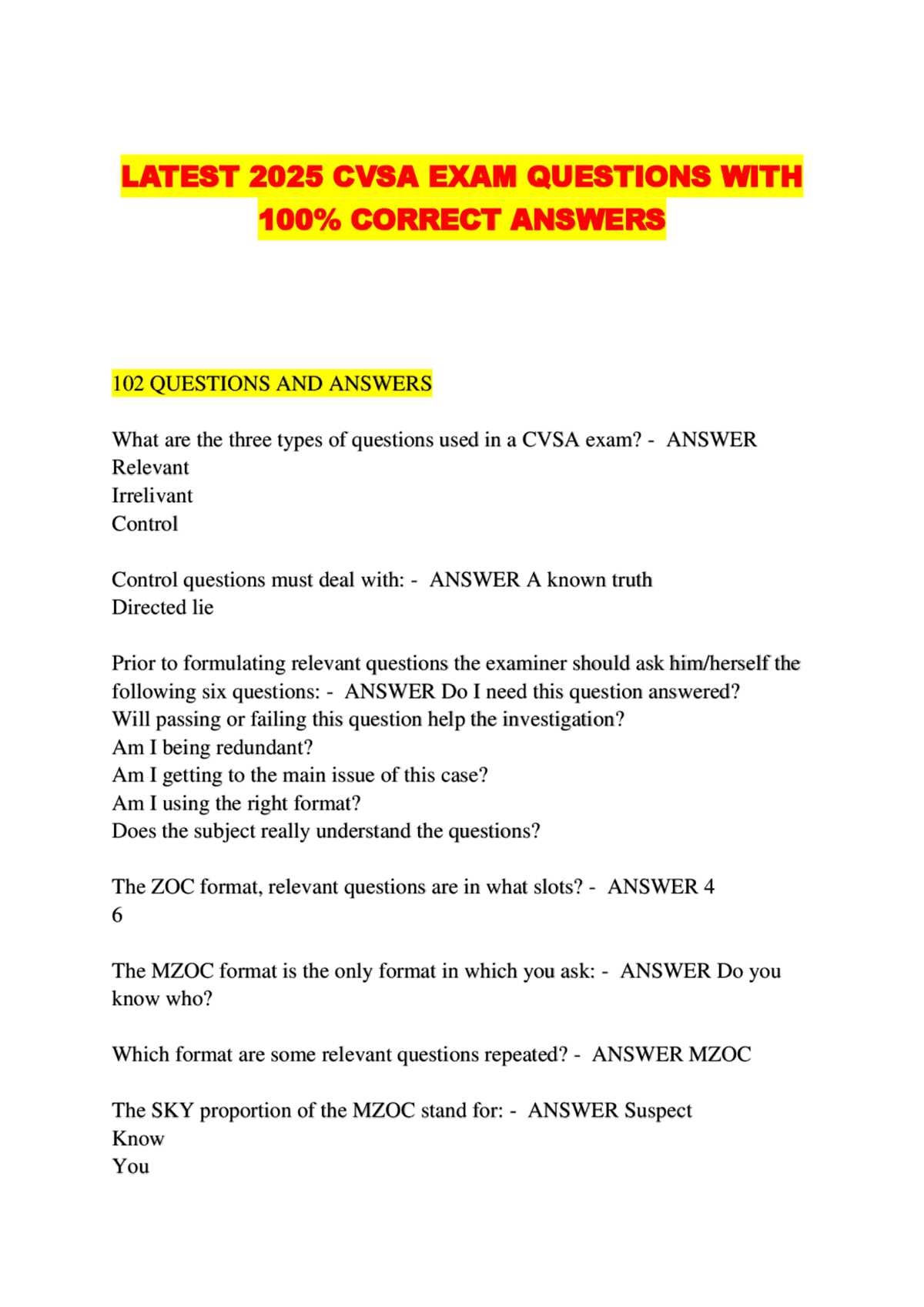 sbca exam answers