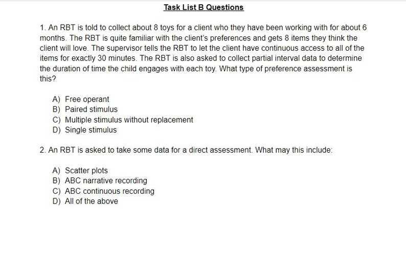 rbt test questions and answers