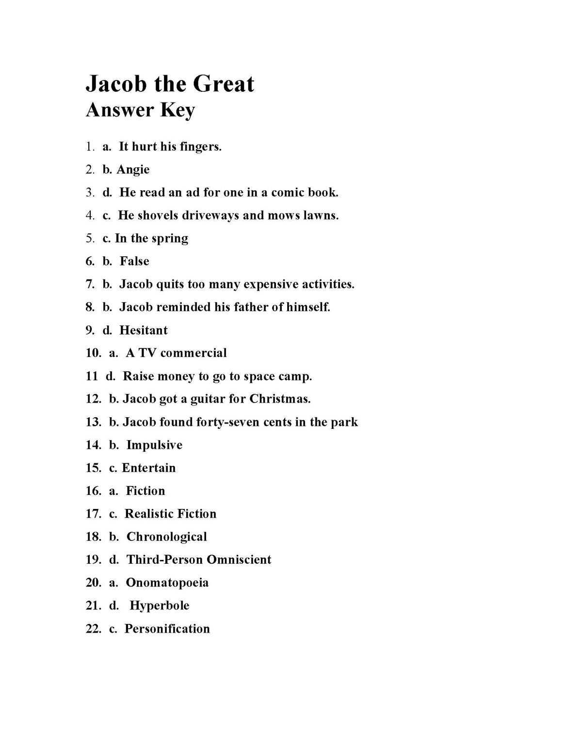 reading comprehension test and answers