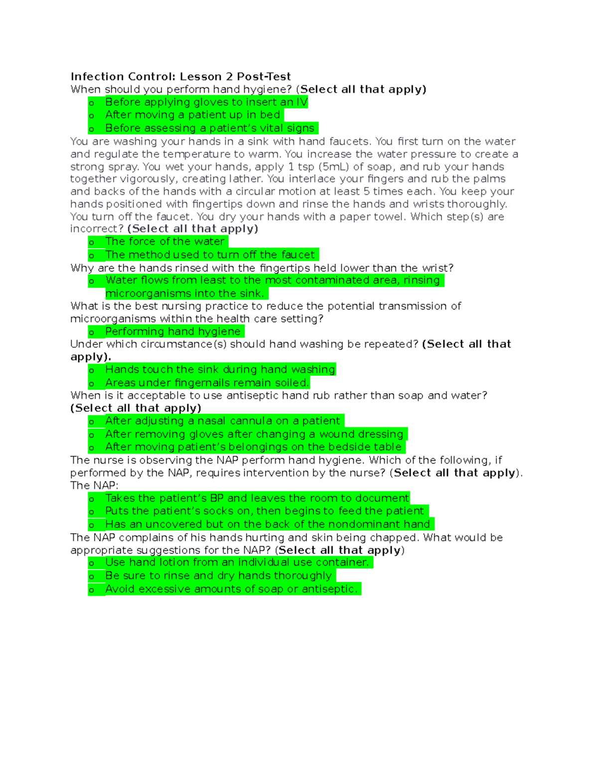 osha infection control post test answers