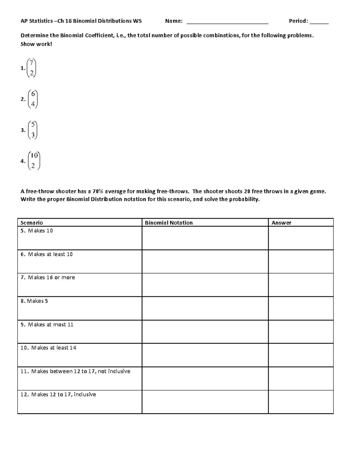 ap statistics test 12a answer key