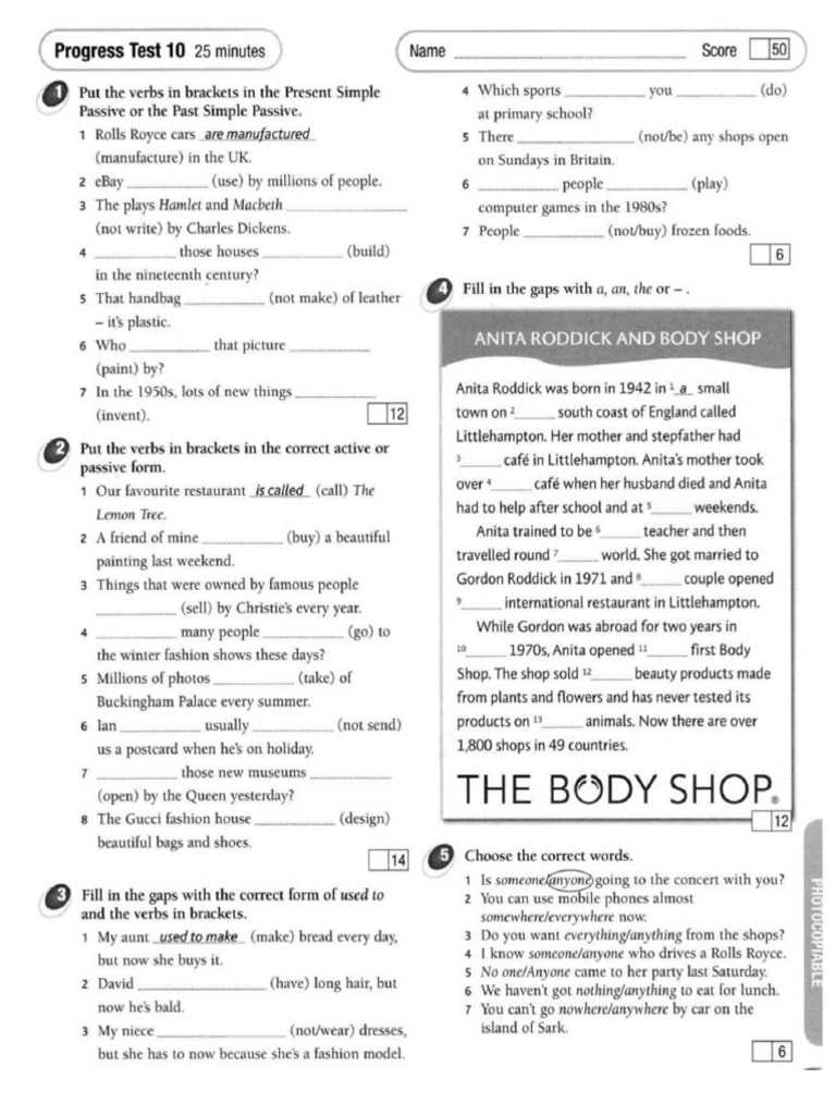 face2face intermediate progress test answer key