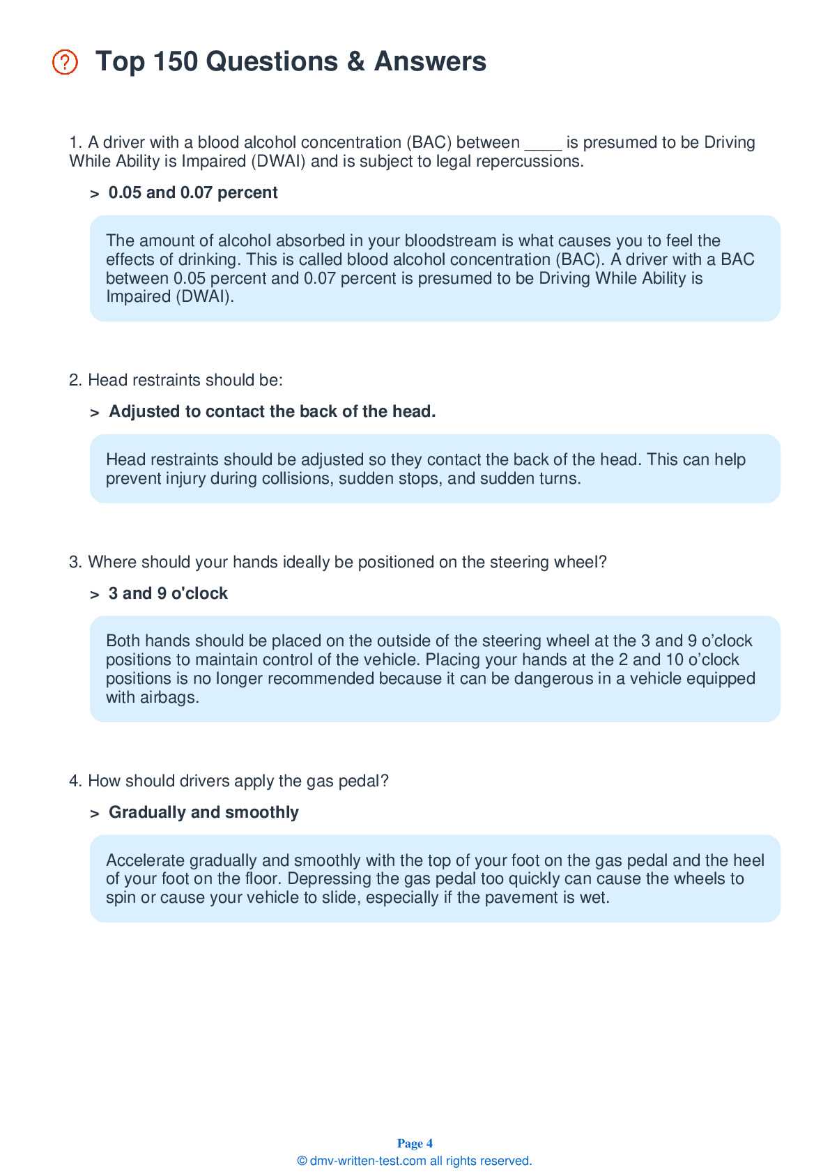 colorado written driving test questions and answers