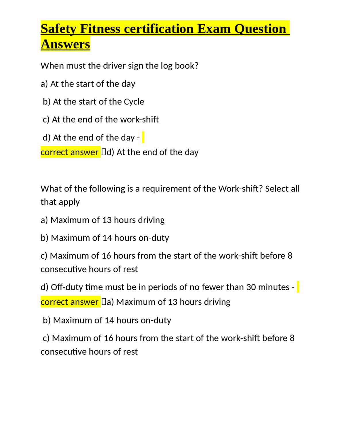 safety care specialist certification test answers