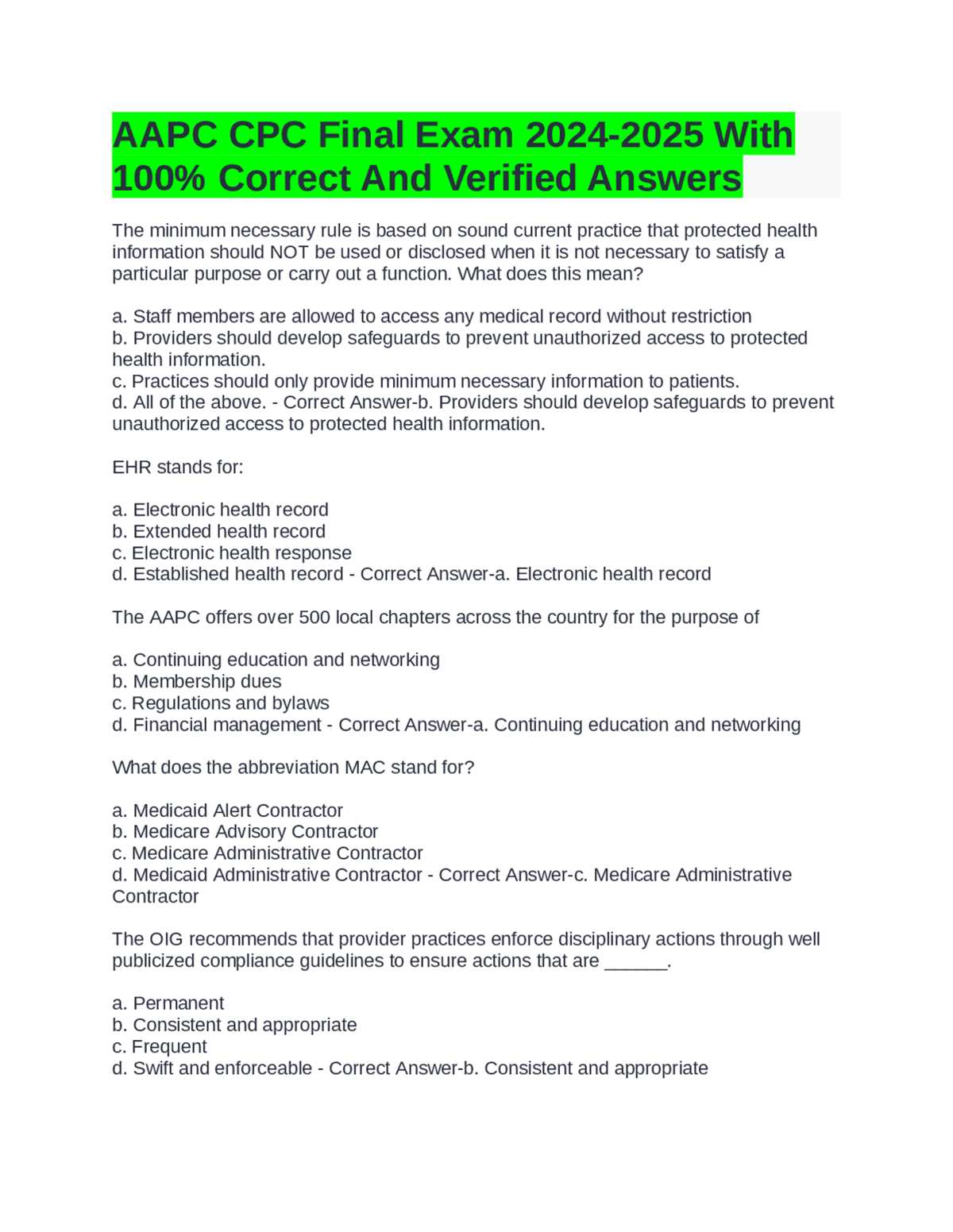 sample cpc exam questions and answers