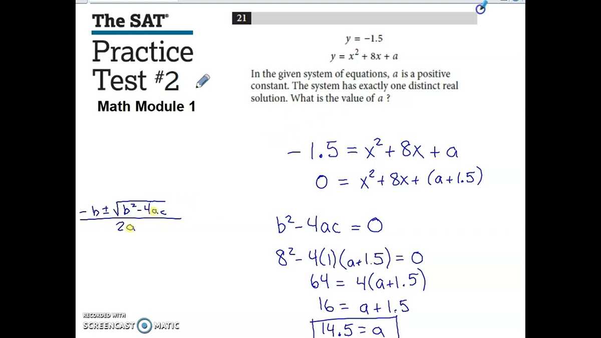 sat math practice test 2 answers