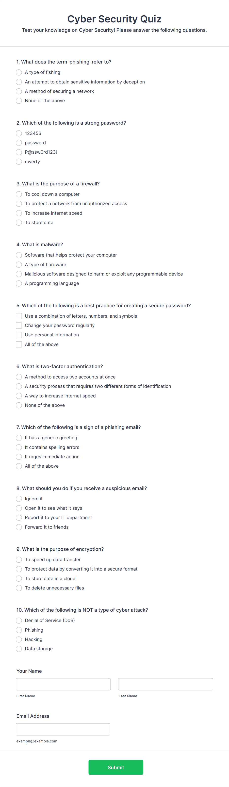 security test questions and answers