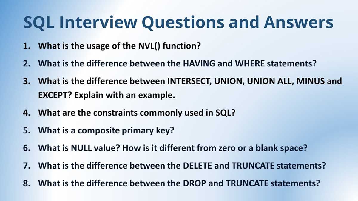 sql interview test questions and answers