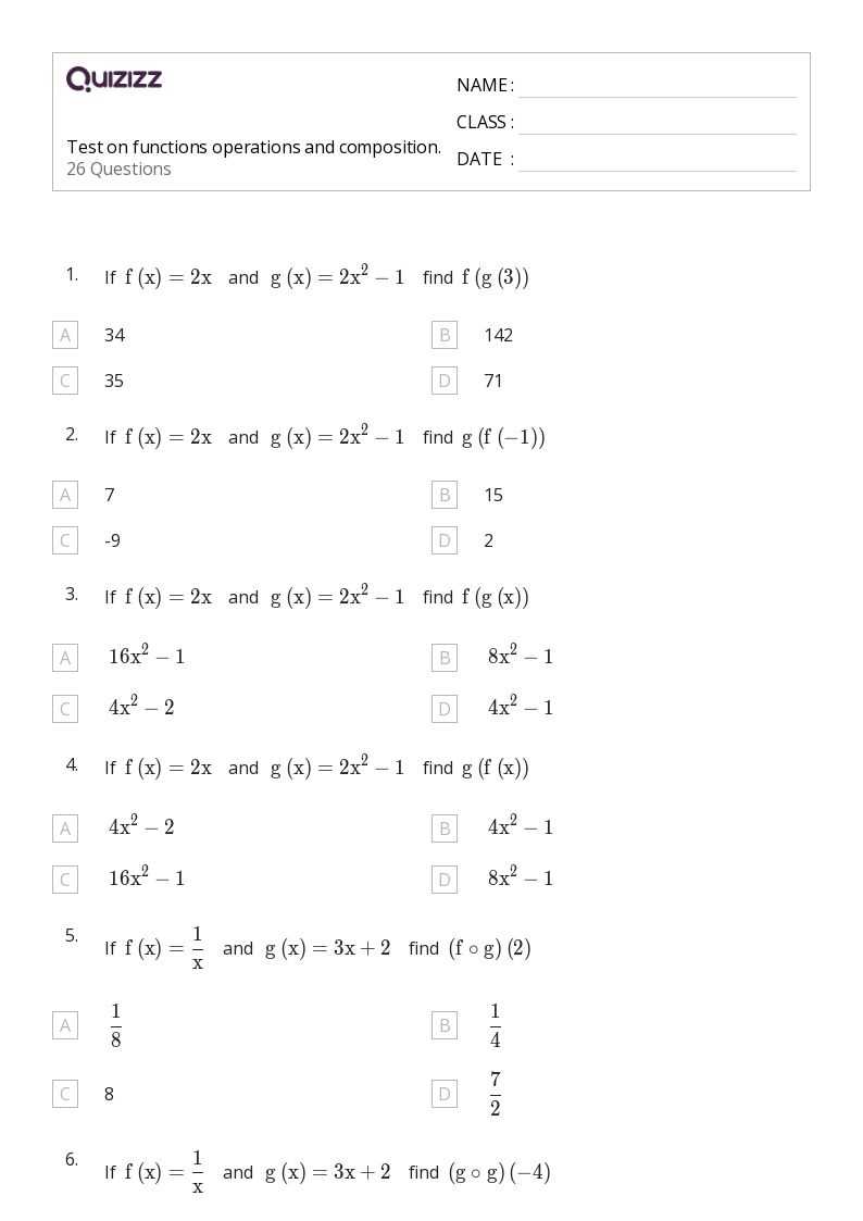 free basic math test with answers