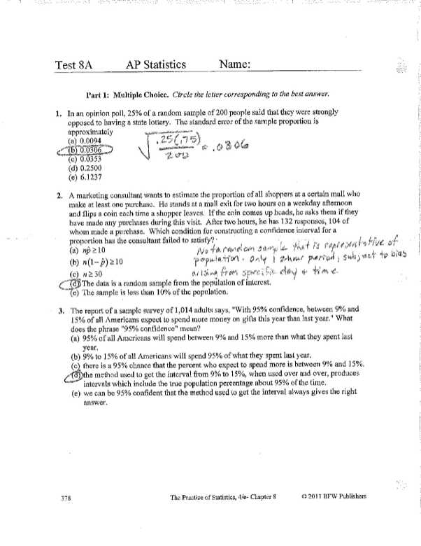 statistics test answers