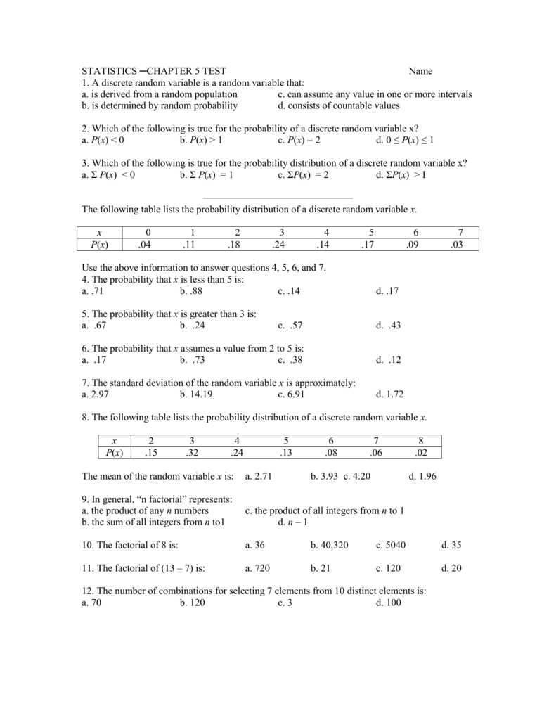 statistics test bank questions and answers