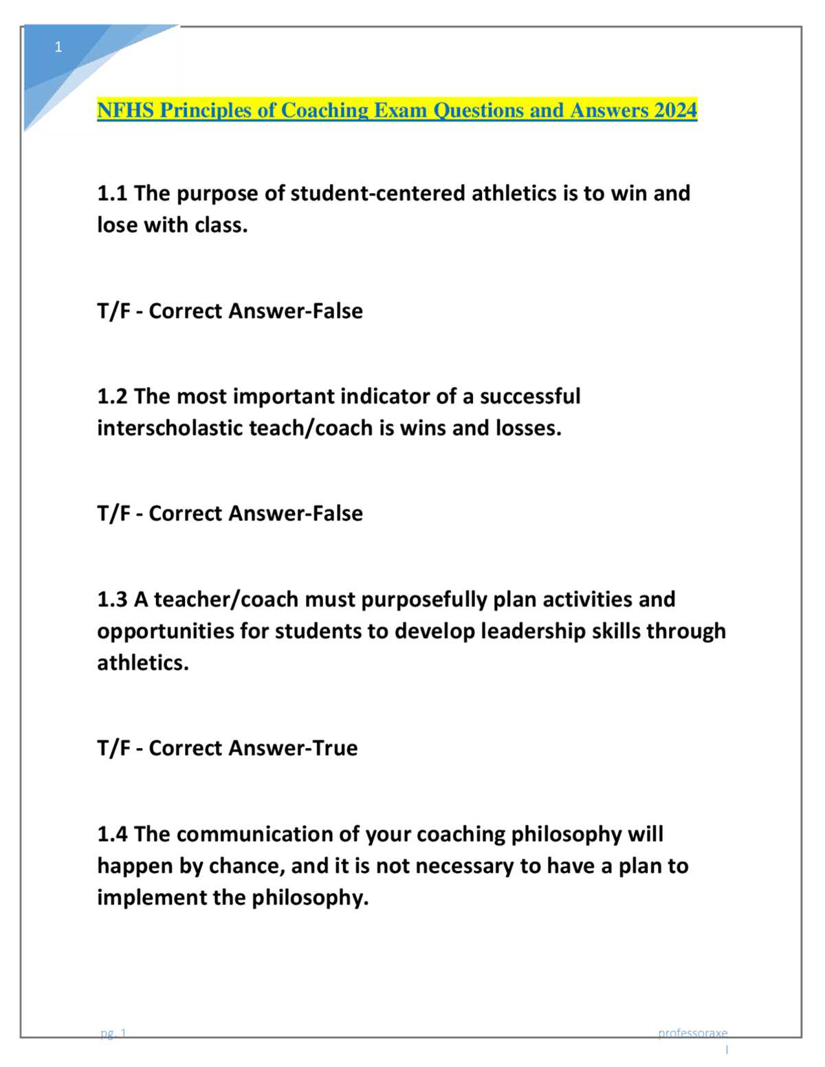 fundamentals of coaching test answers