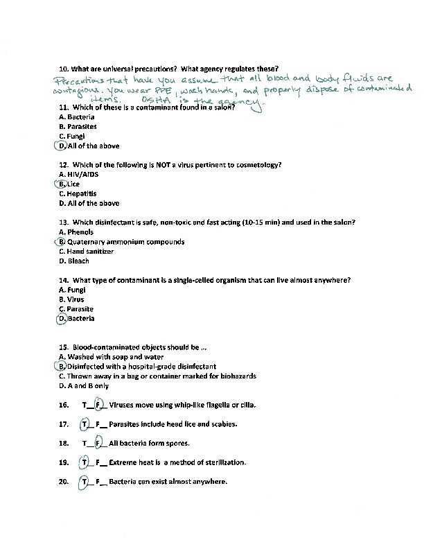 osha infection control post test answers