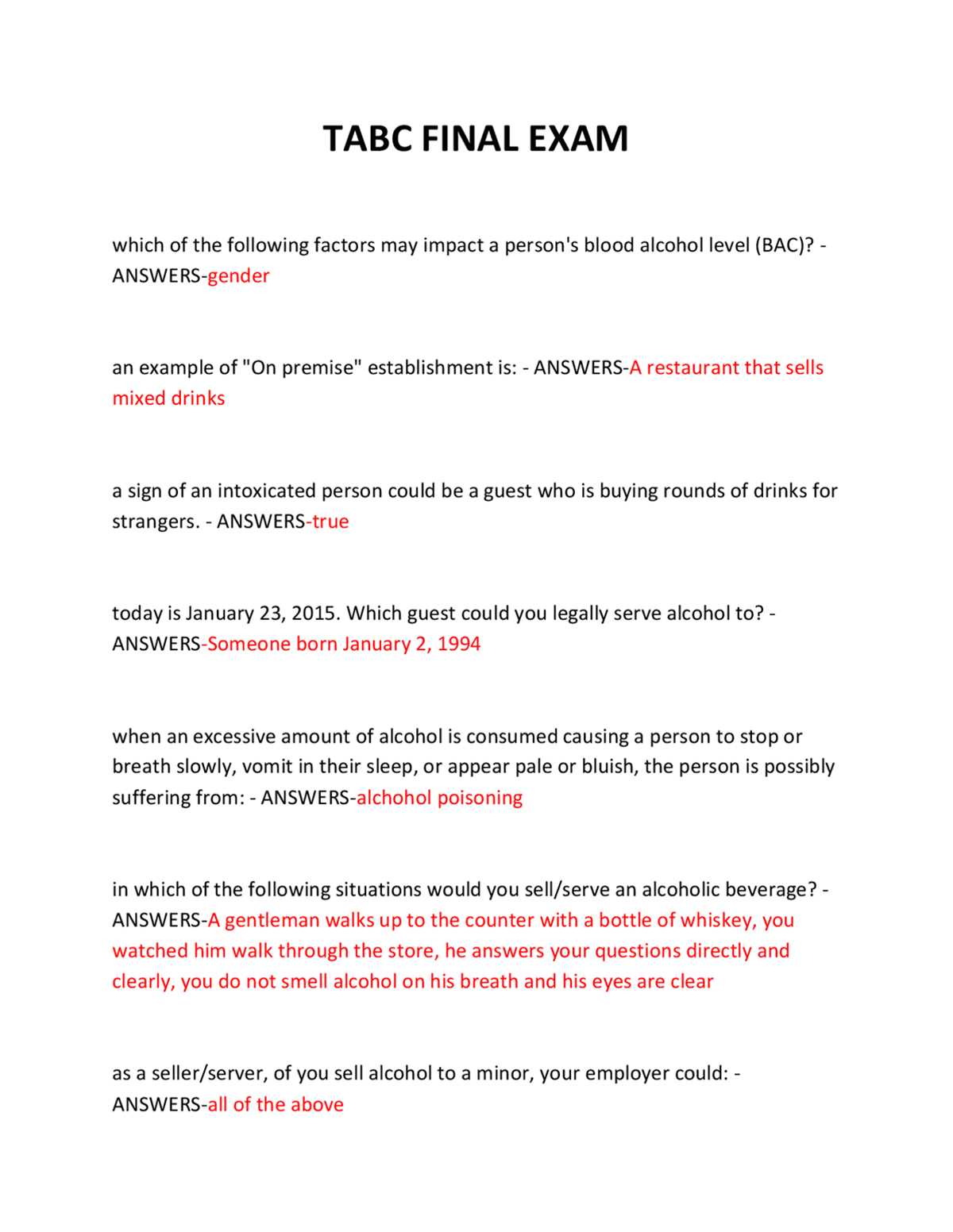 tabc exam answers
