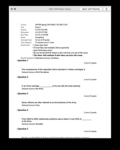 army mft exam 1 answers