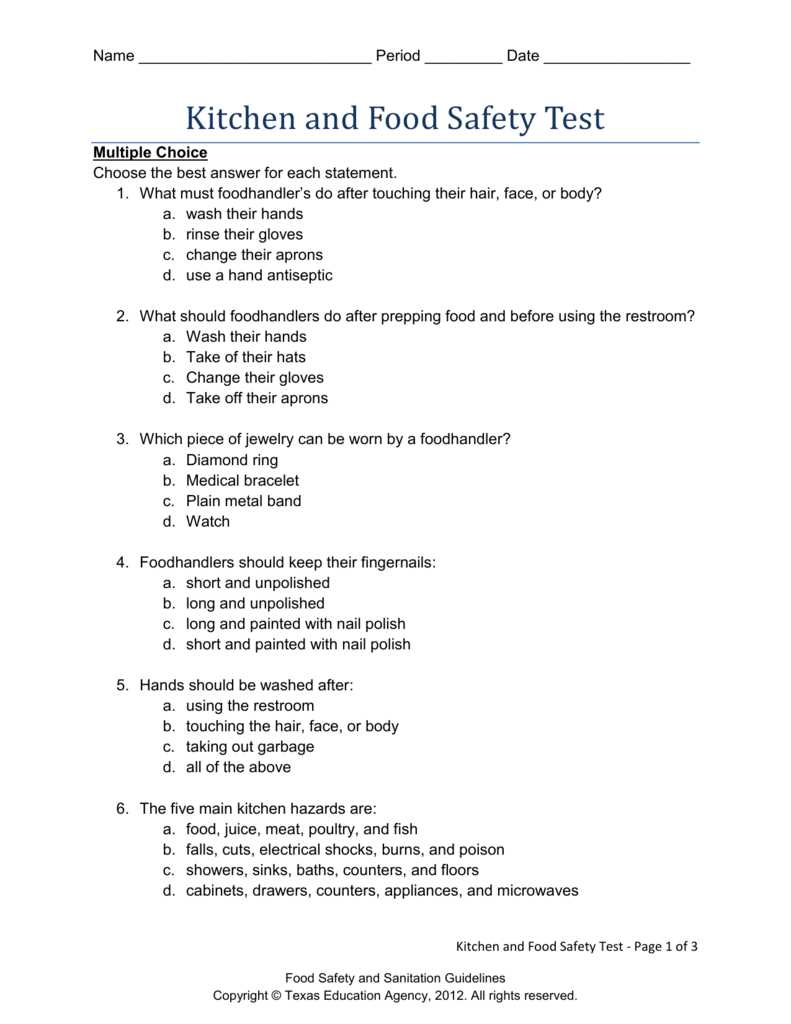 texas food handlers final exam answers