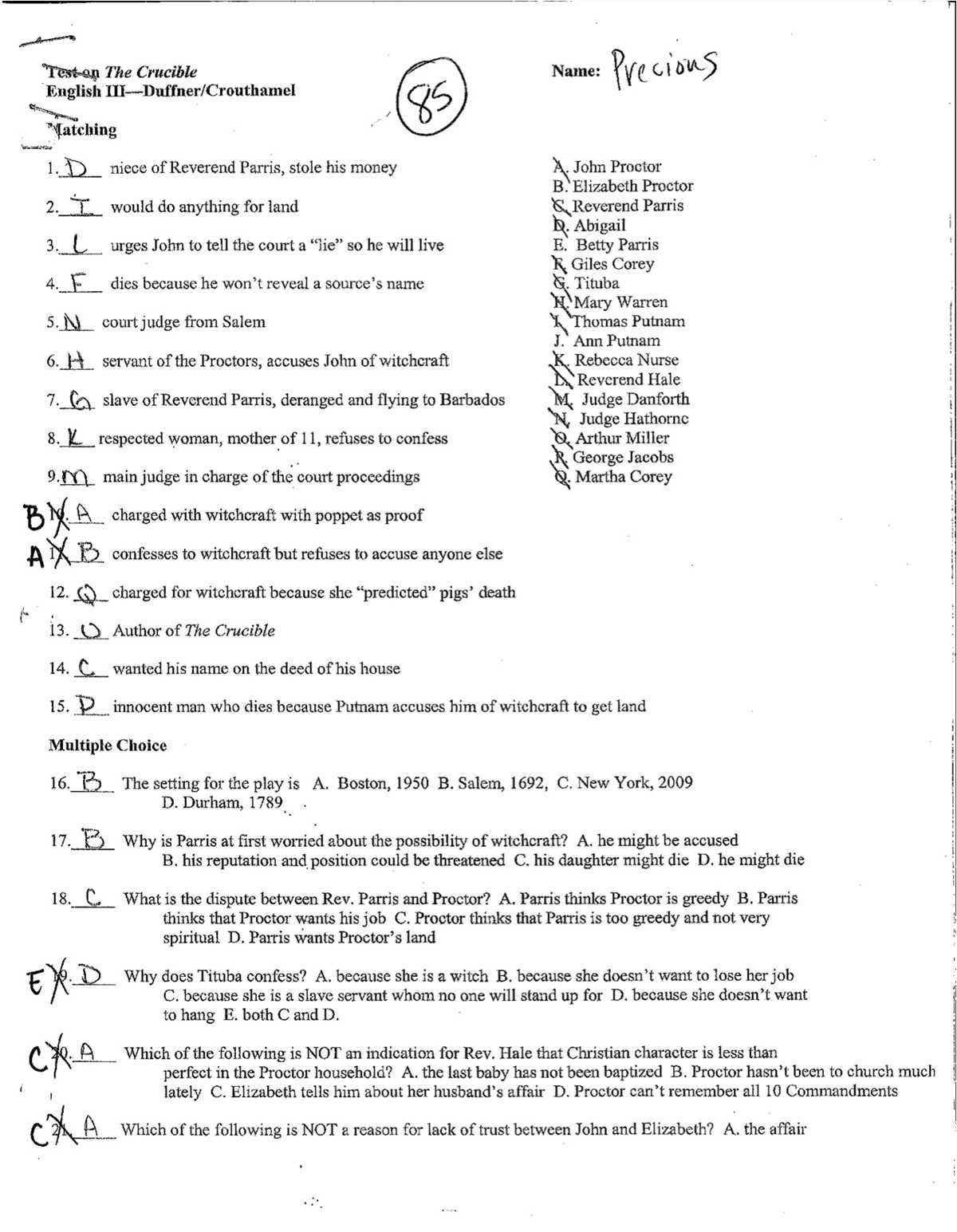 the crucible final exam answer key