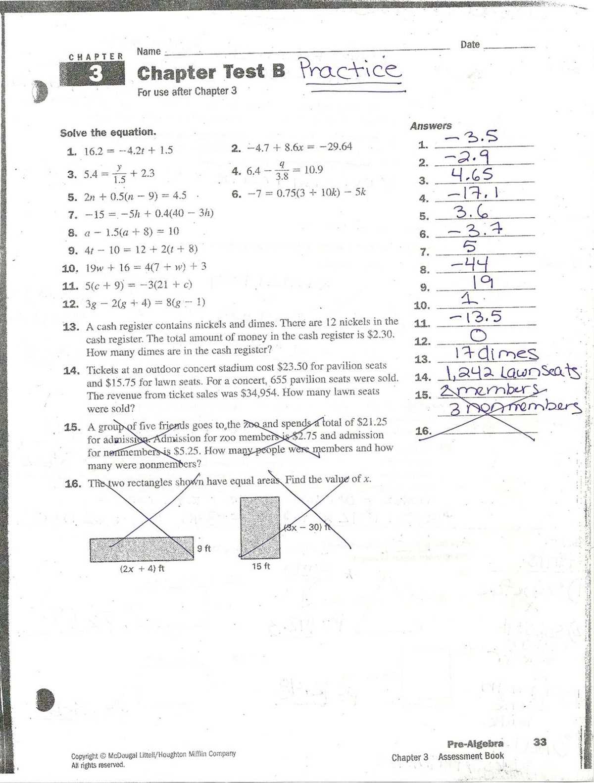 glencoe algebra 1 chapter 7 test answer key