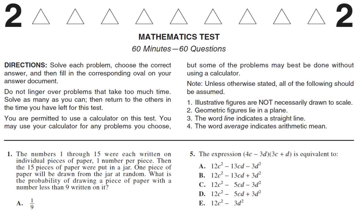math test answer key