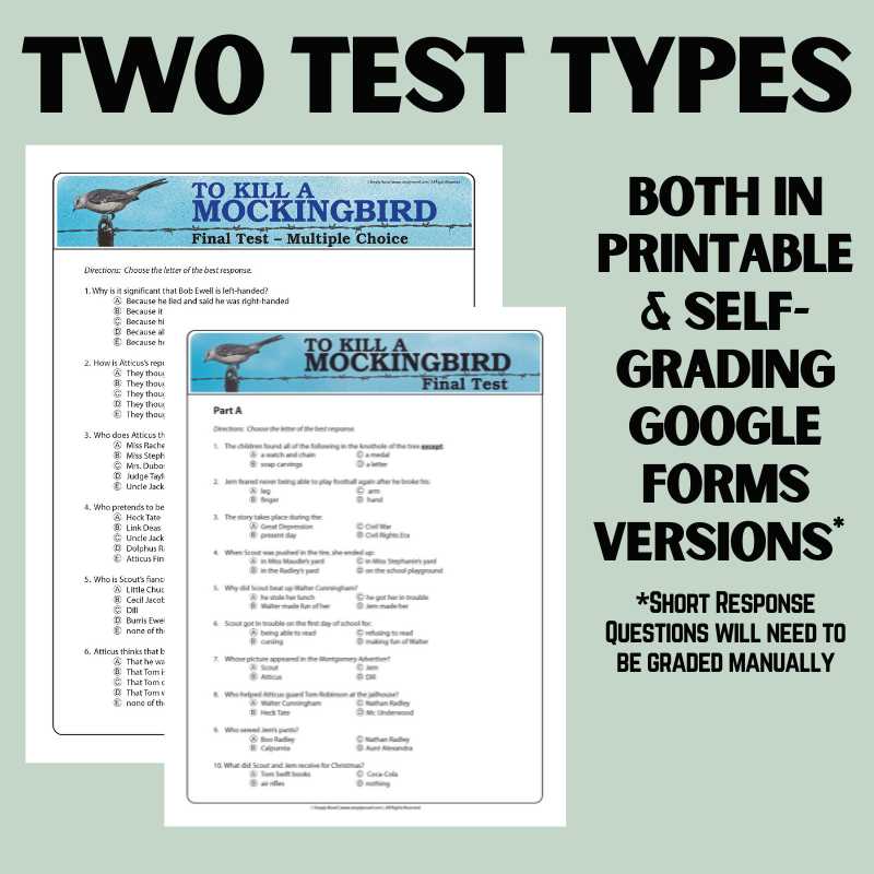 to kill a mockingbird unit exam answers