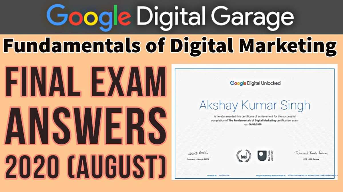 fundamentals of digital marketing google final exam answers