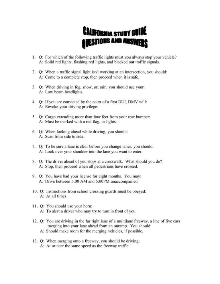 traffic test answers
