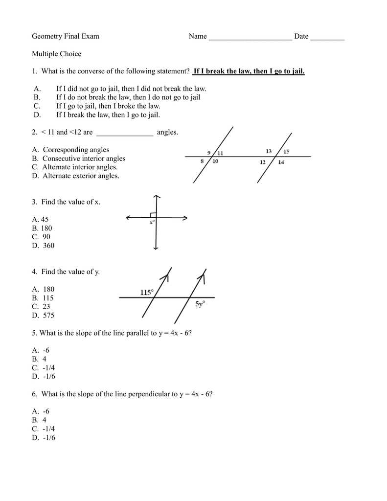 geometry a final exam answers