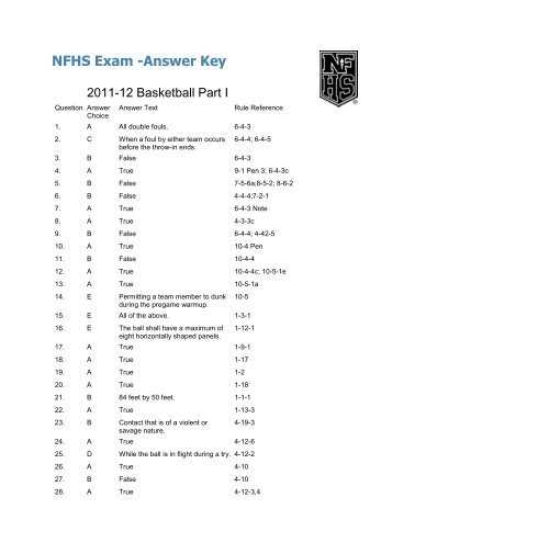 nfhs softball rules test answers