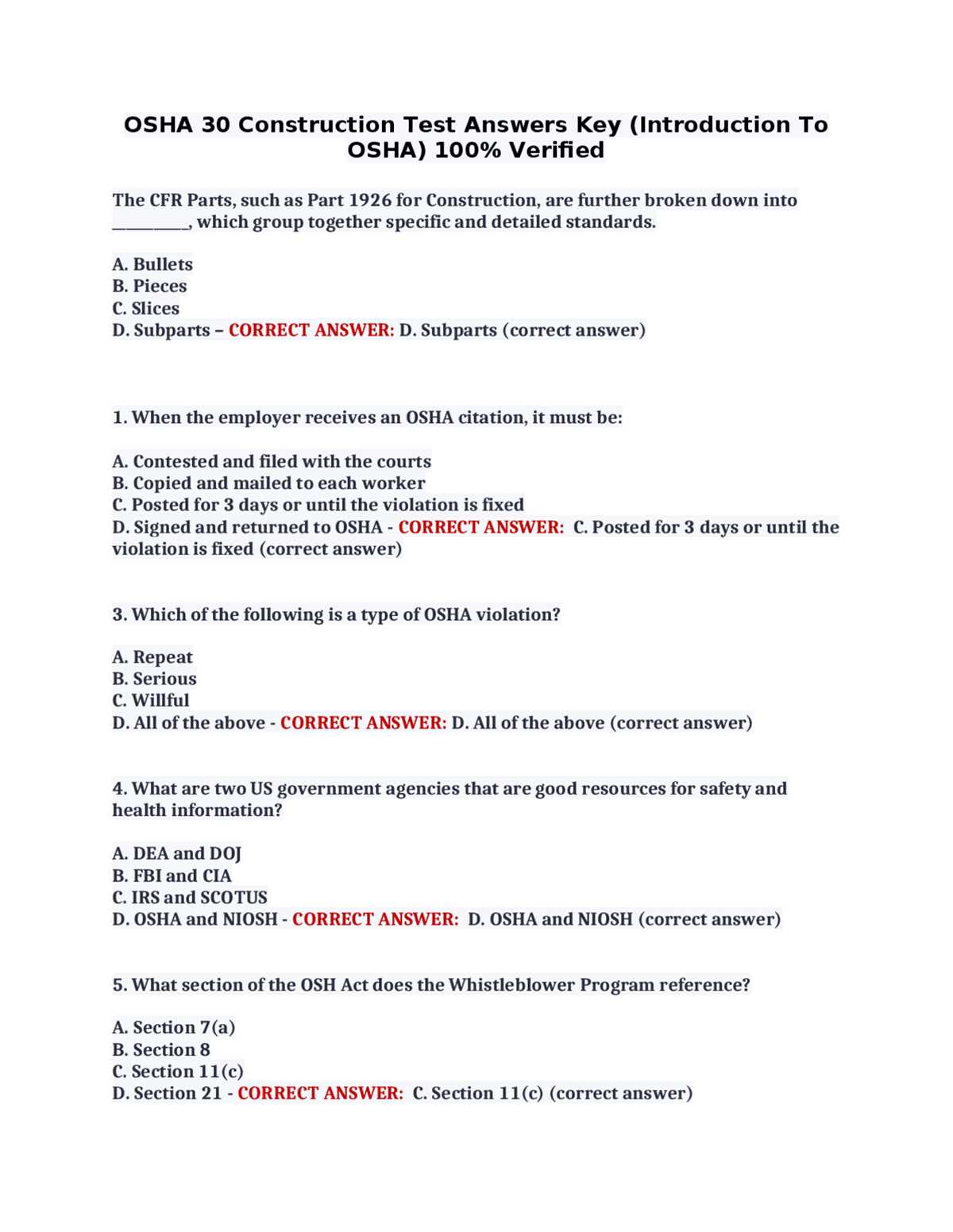 osha 30 general industry test answers
