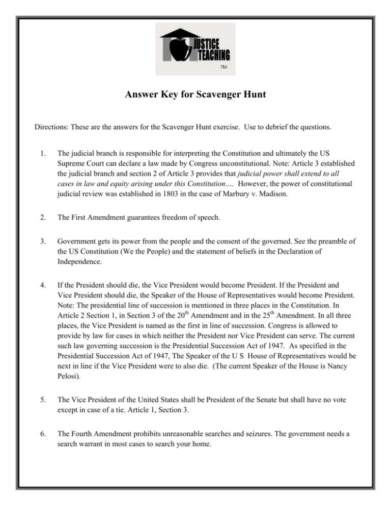 constitutional law exam answer key