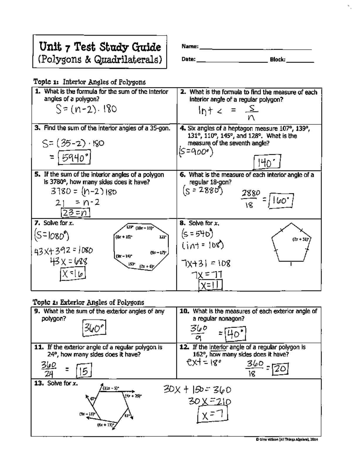 unit 7 test answer key