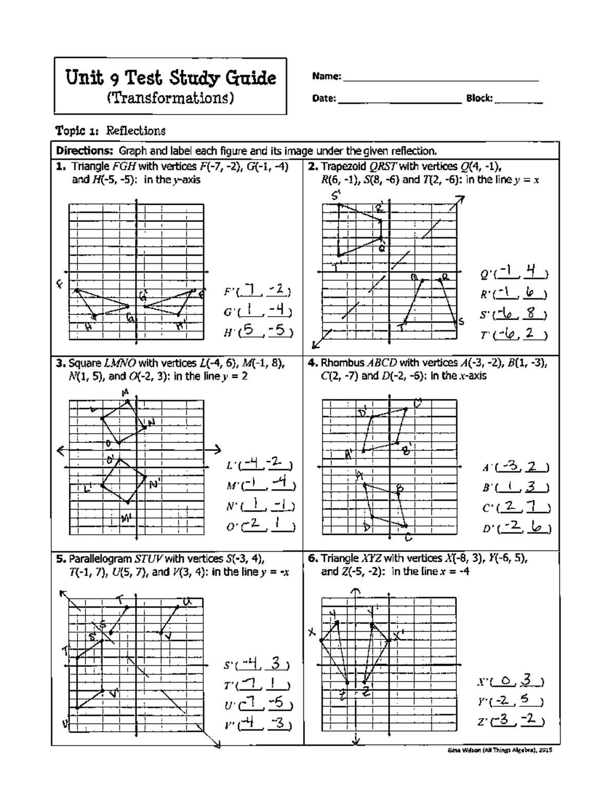 unit 9 test answer key