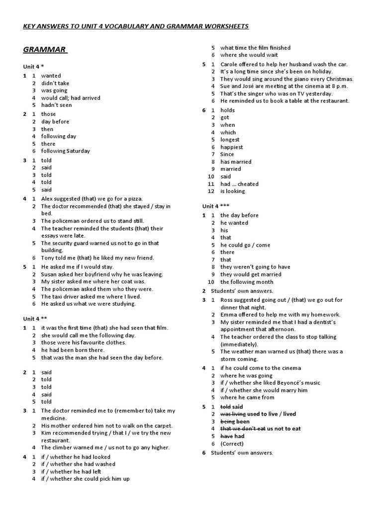 unit test 4 answer key