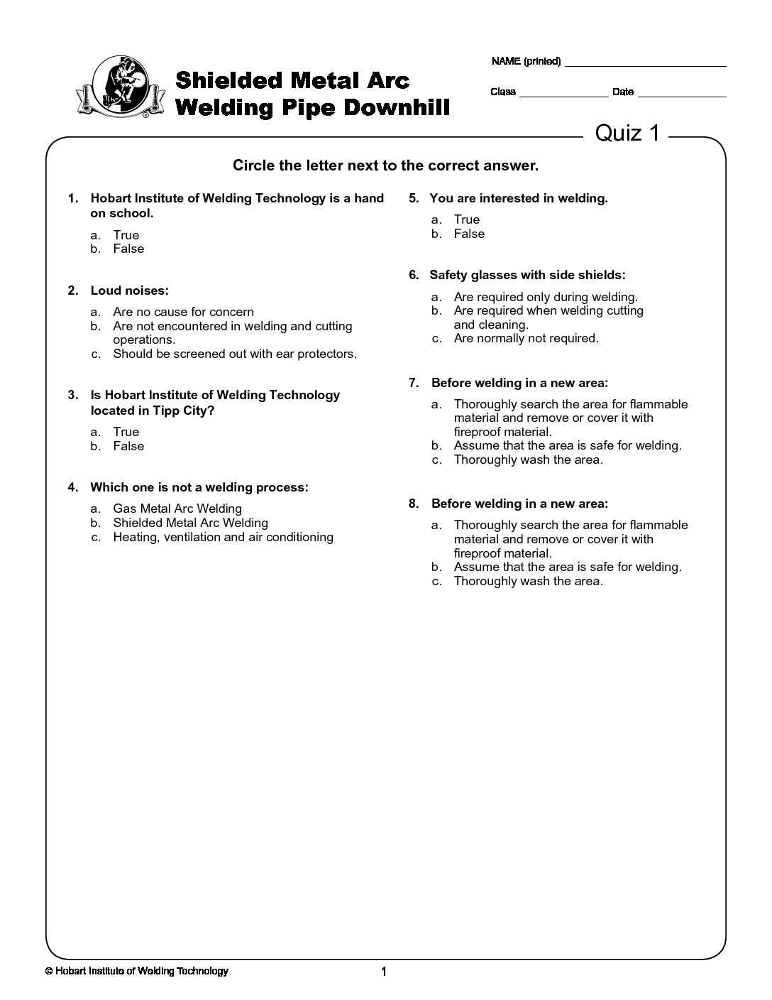 welding test questions and answers