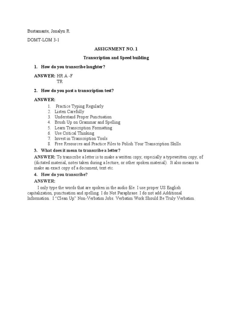 verbit transcription test answers
