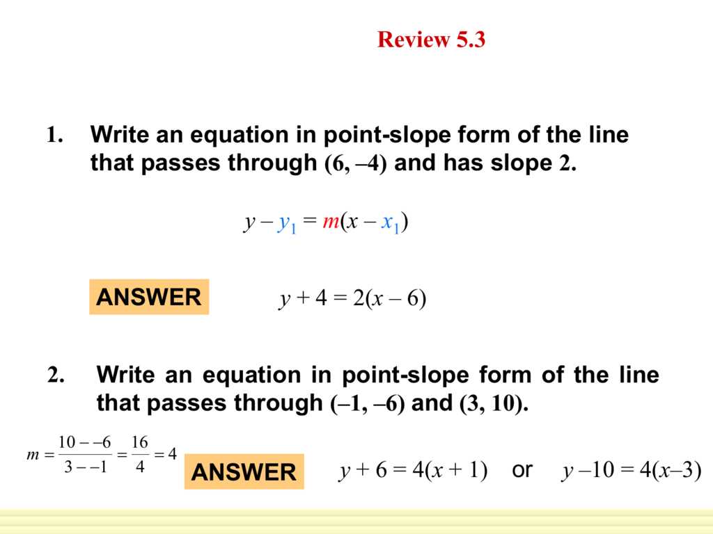 slope and linear equations test study guide answers