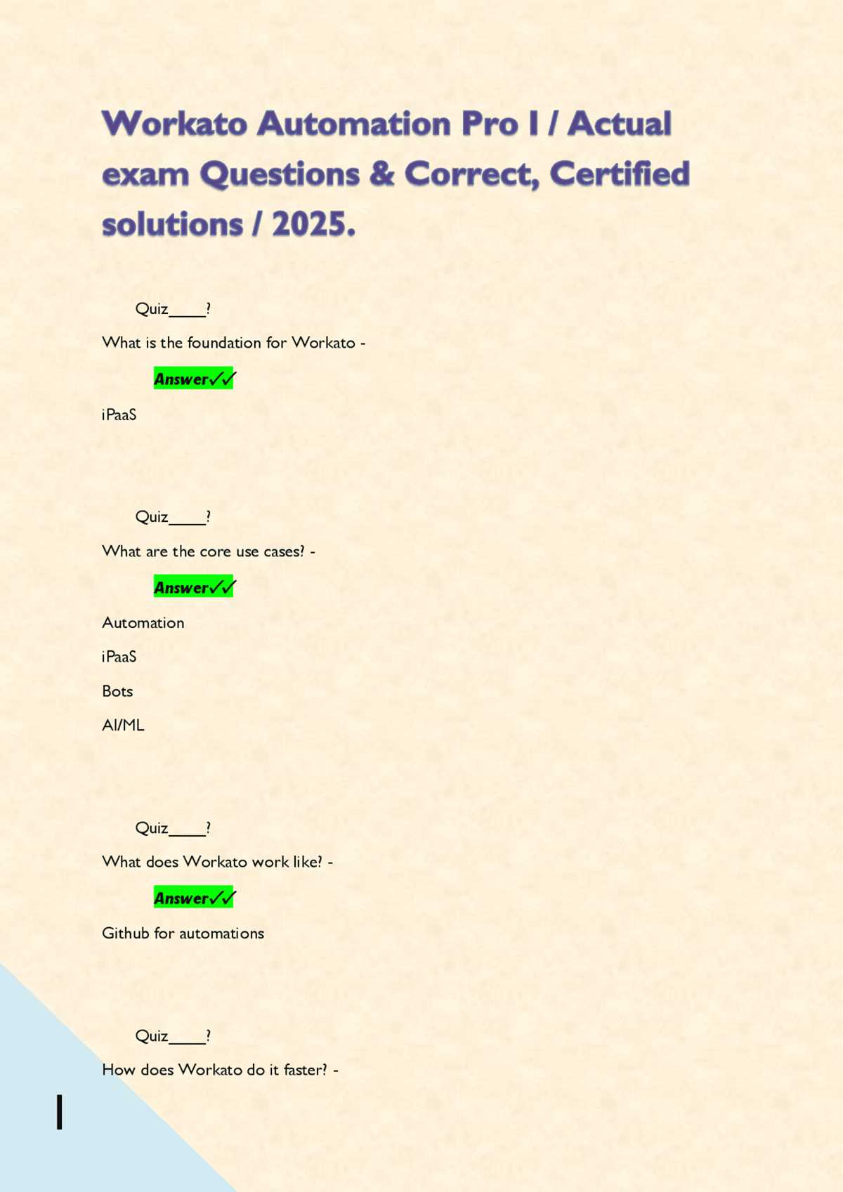 workato automation pro 2 exam answers workato automation pro 2 exam answers