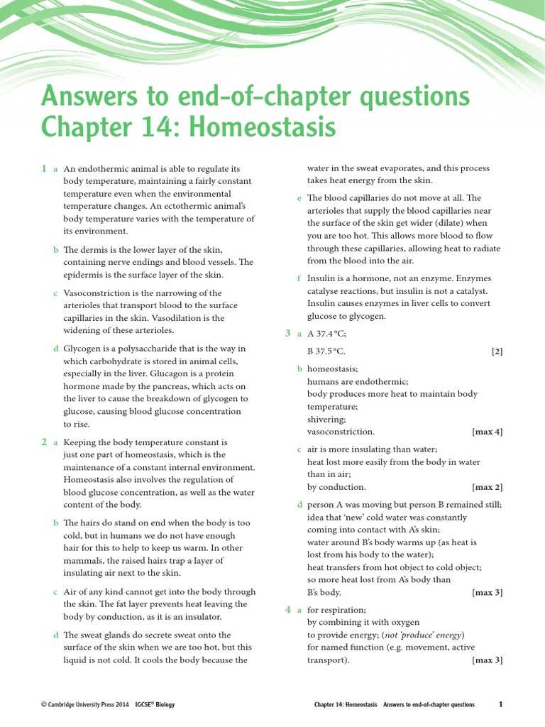 homeostasis and diagnostic tests answers
