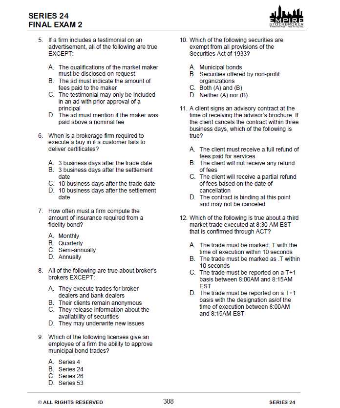 securities regulation exam questions and answers