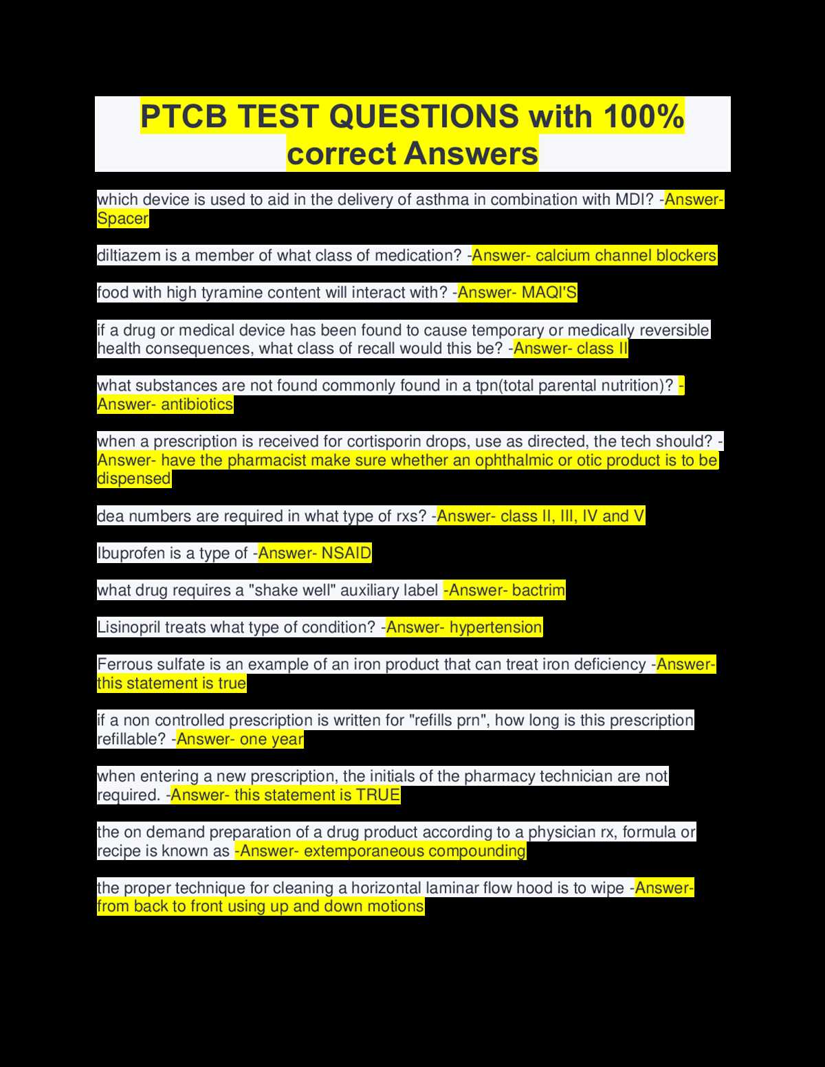 ptcb test answers