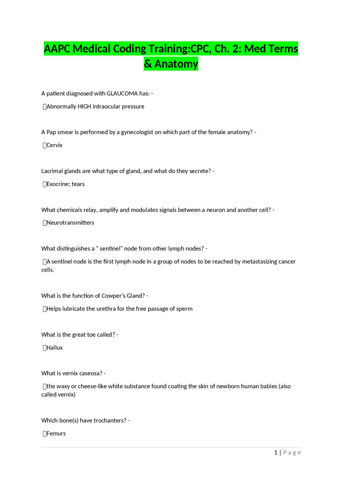 aapc chapter 2 review exam answers