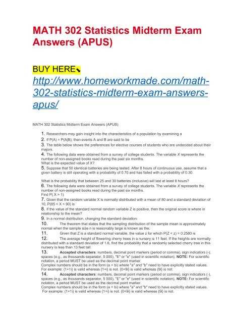 statistics exam 3 answers
