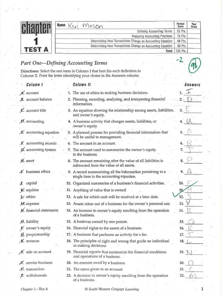accounting chapter 4 test answers